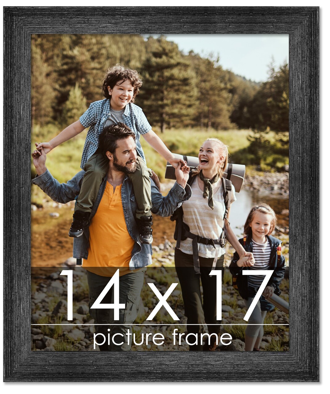 14x17 Wide Barnwood Picture Frame with UV-Resistant Acrylic & Acid Free Backing, Available in 6 Paint Finishes - Grey, Brown, White, and Black